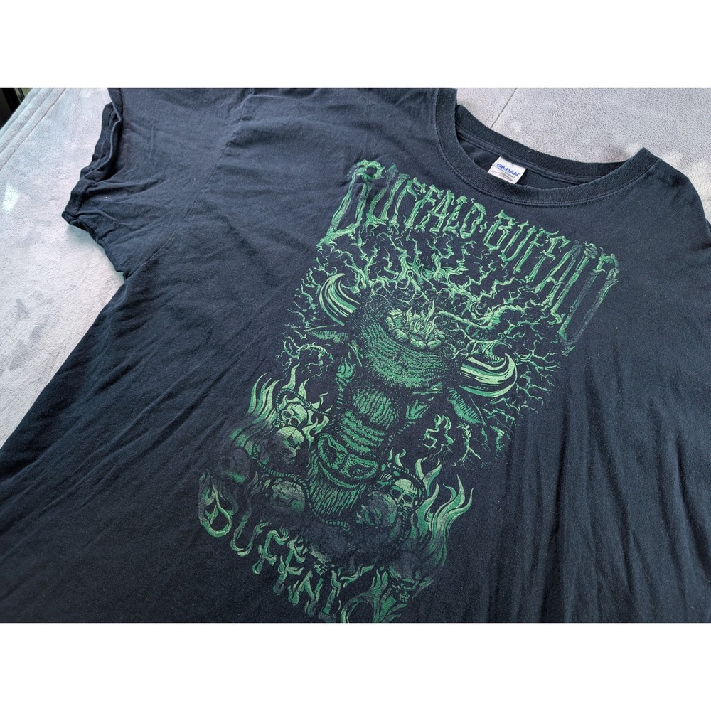 Buffalo Buffalo Graphic T-Shirt Mens 3XL Black Green Gildan Ultra Cotton Tee